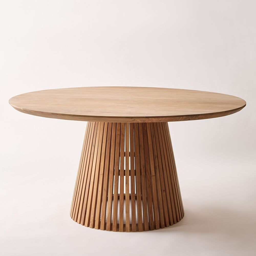Round solid wood dining table