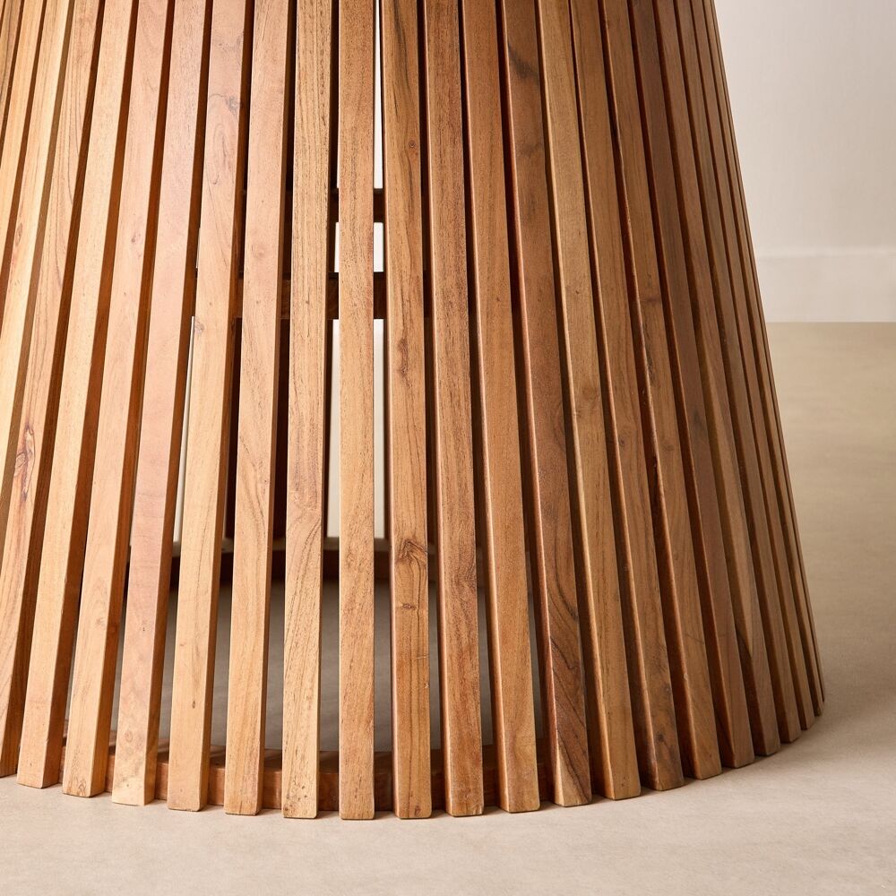 Round solid wood dining table