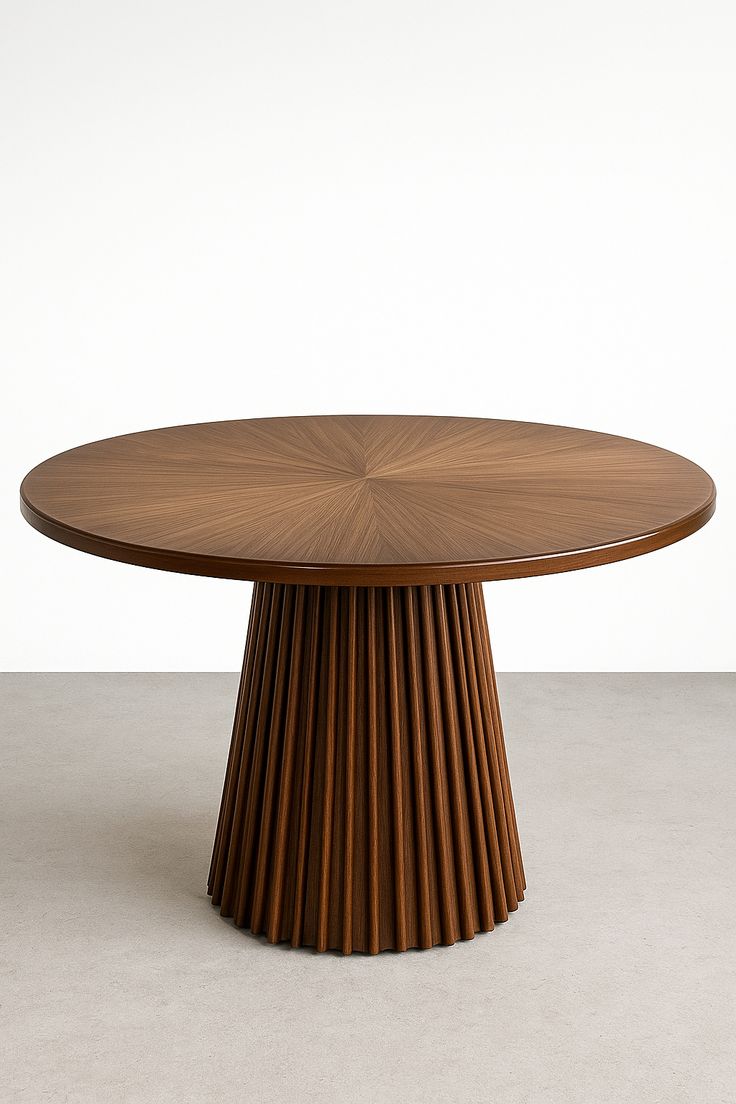 Round solid wood dining table