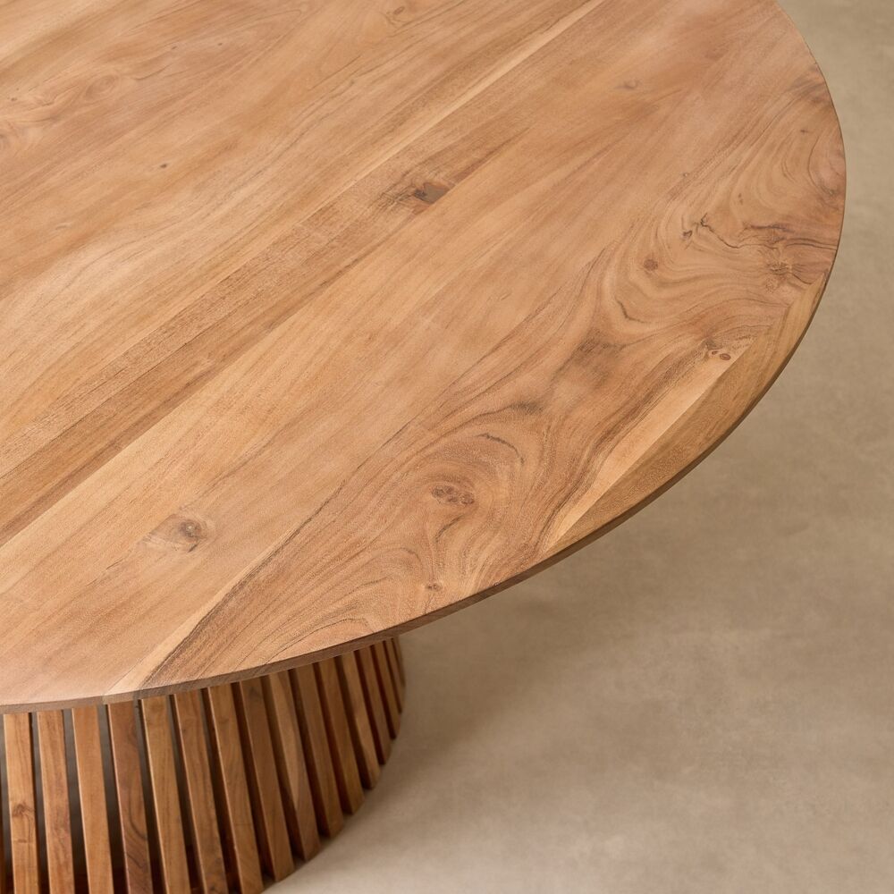 Round solid wood dining table